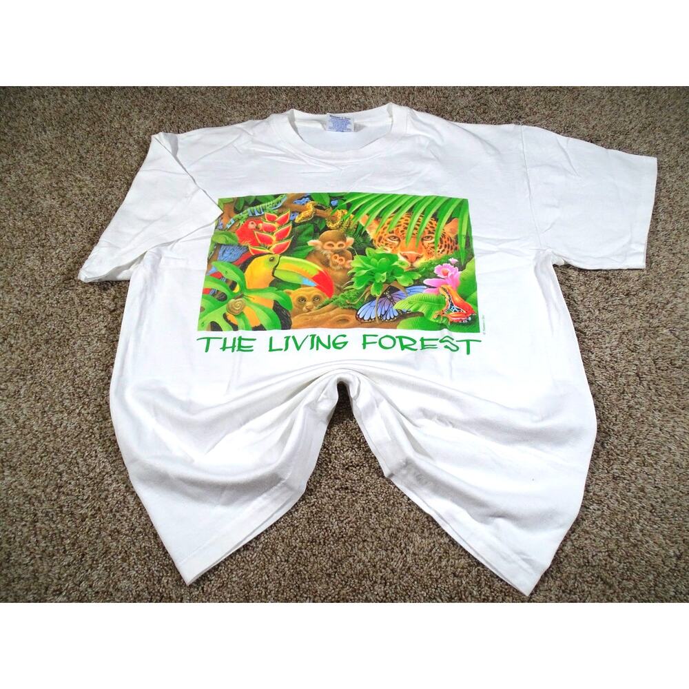 Vintage 90s Human-i-Tees "The Living Forest" Rainforest T-Shirt L